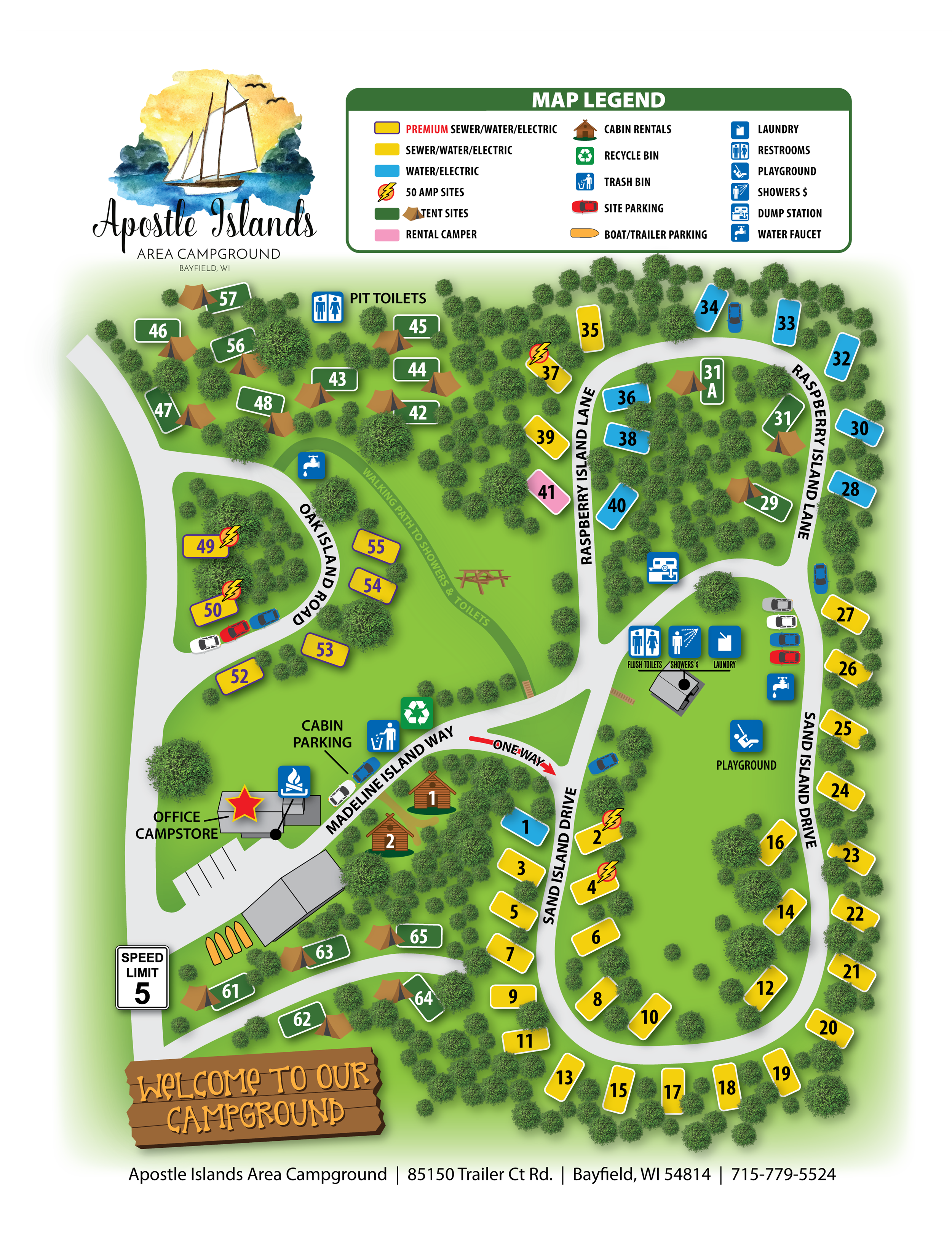 Apostle Islands Area Campground And Rv Park In Bayfield Wisconsin
